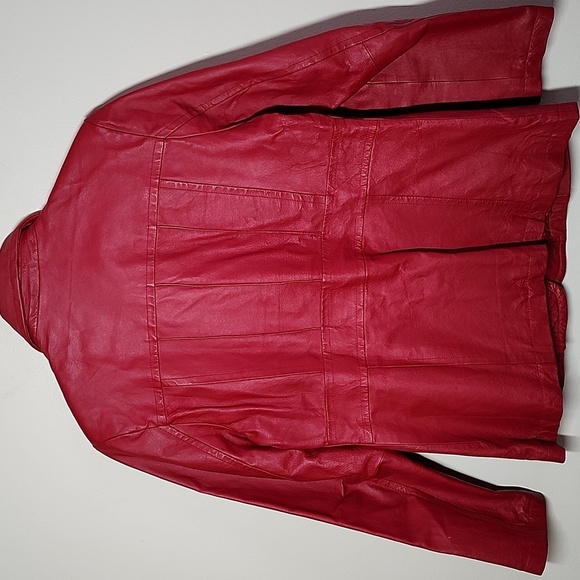 Vintage Metrostyle Red Leather Jacket Womens 12 Leather Blazer 3 Button - Picture 8 of 8